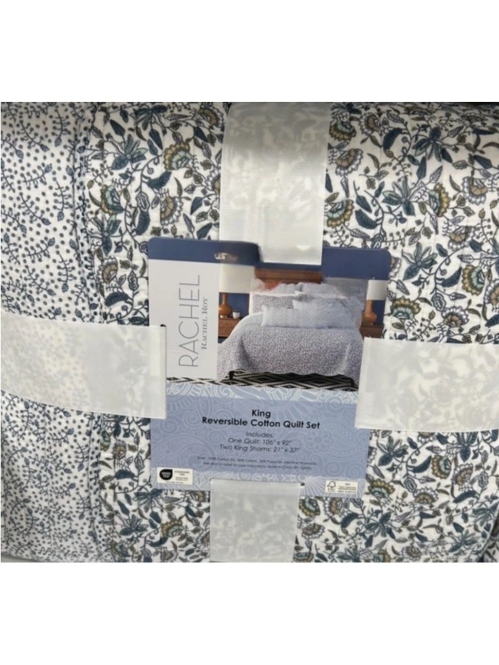Rachel Roy Multicolor Reversible King Cotton Quilt Set 106”x92”